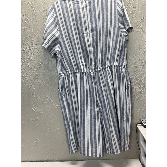 Lane Bryant Women's Striped Zip Back Linen Romper Shorts Size 14 - Picture 4 of 5